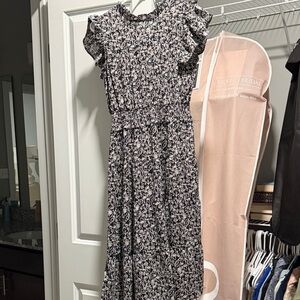 Floral Ruffle Sleeve midi Dress